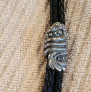 Black Braided Leather Belt with Silver Buckle